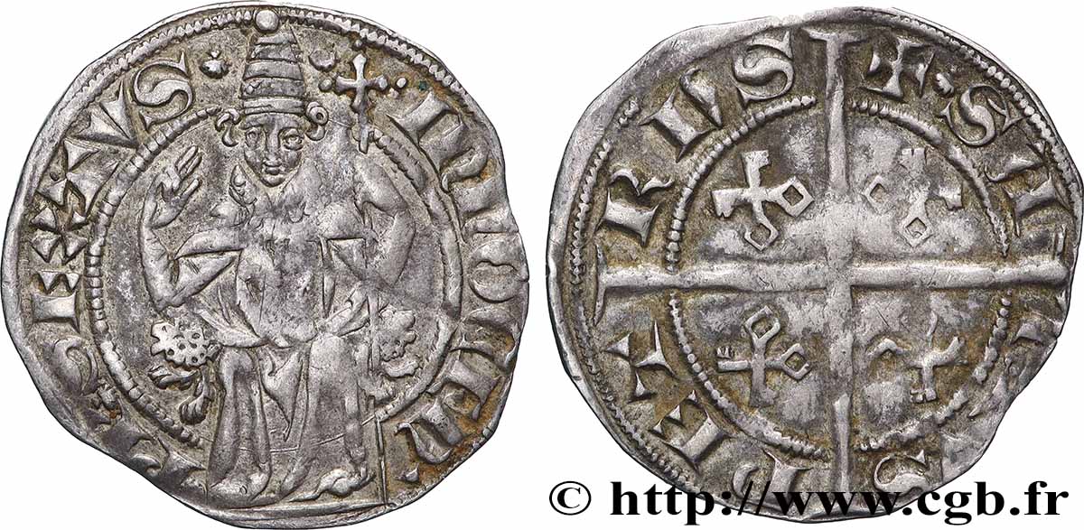 COMTAT-VENAISSIN - INNOCENT VI (Étienne Aubert) Demi-gros ou carlin XF