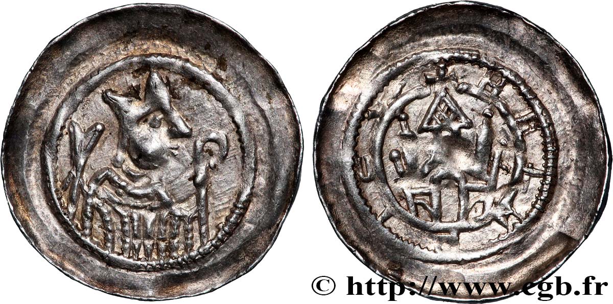 ALSACE - ÉVÊCHÉ DE STRASBOURG - HENRI IER DE HASSENBERG Denier AU