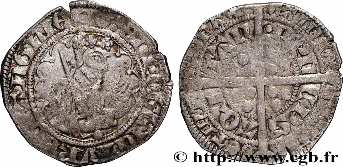 DUCHY OF AQUITANY - EDWARD THE BLACK PRINCE Demi-gros XF
