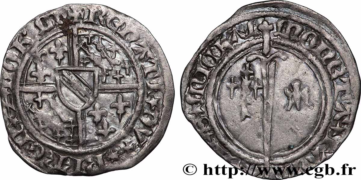 LORRAINE - DUCHÉ DE BAR - RENÉ Ier D ANJOU Demi-gros d argent de Saint-Mihiel SS