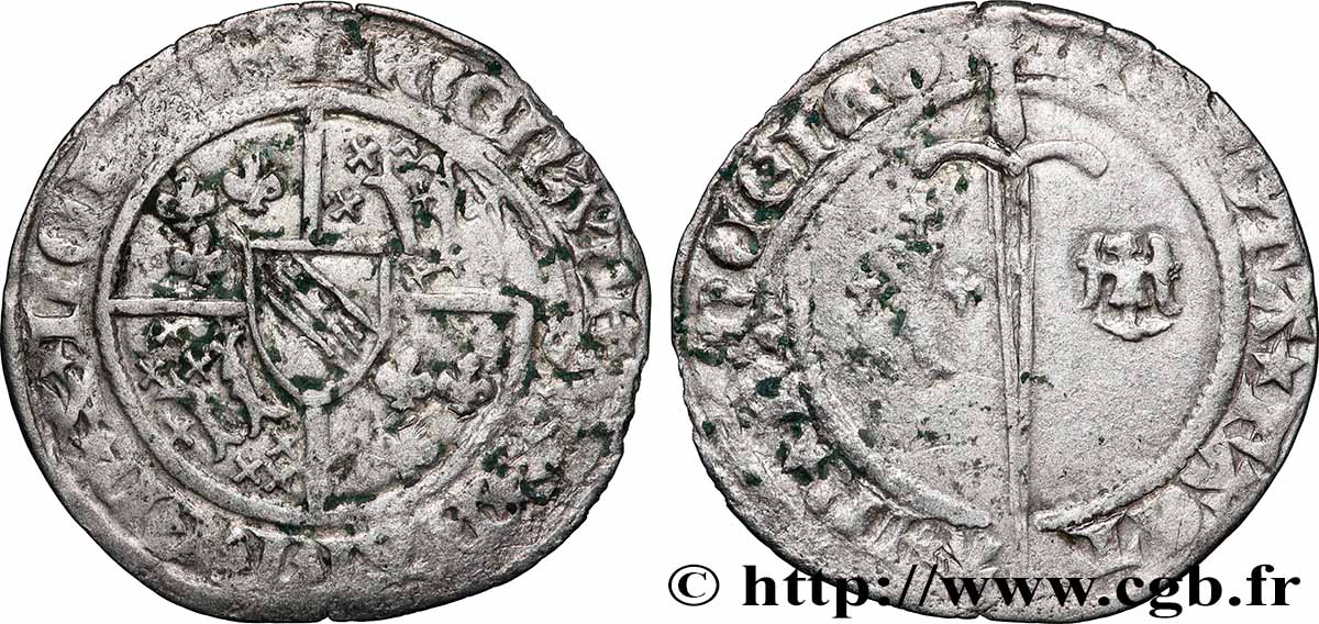 LORRAINE - DUCHÉ DE BAR - RENÉ Ier D ANJOU Demi-gros d argent de Saint-Mihiel S