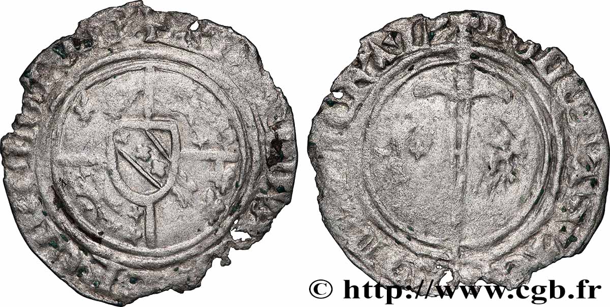 LORRAINE - DUCHÉ DE BAR - RENÉ Ier D ANJOU Demi-gros d argent de Saint-Mihiel fS