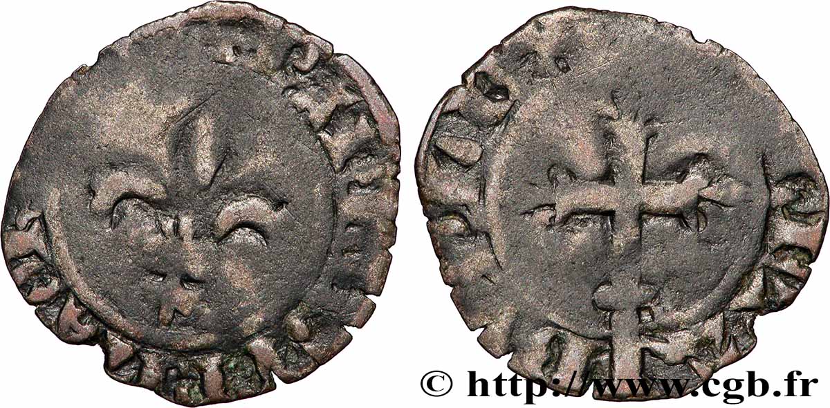 DUCHY OF BRITTANY - CHARLES OF BLOIS Double denier q.MB