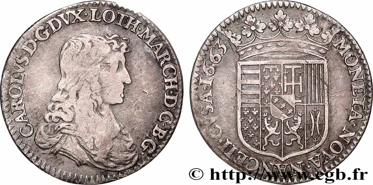 DUCHY OF LORRAINE - CHARLES IV Demi-teston VF/XF