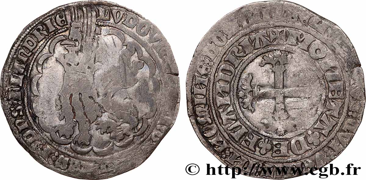 COUNTY OF FLANDRE - LOUIS OF MALE Double gros ou Botdraeger VF/VF