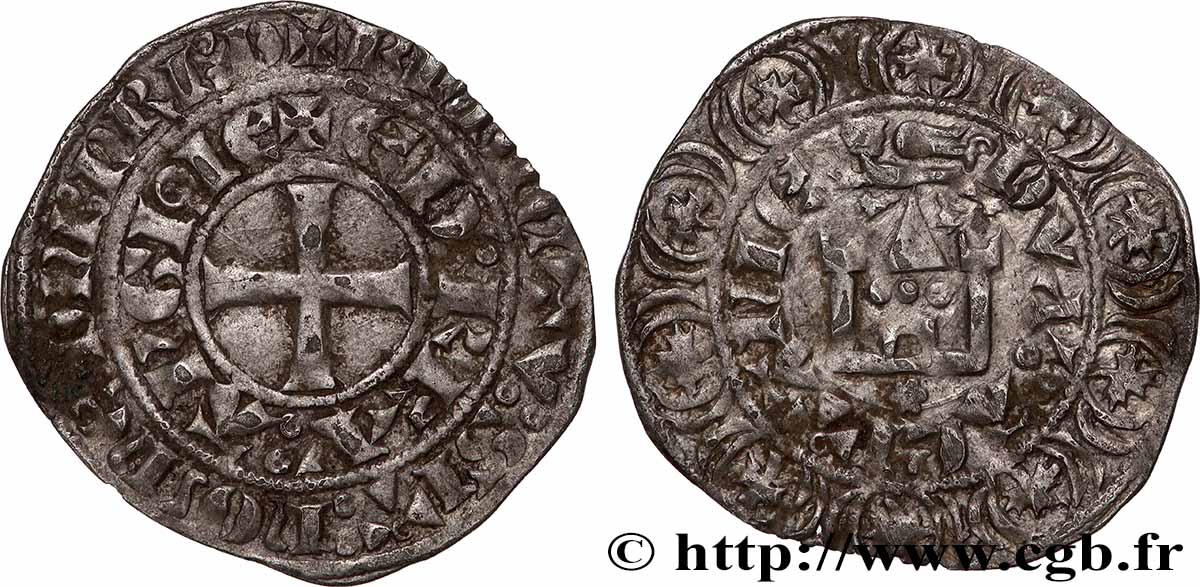 AQUITAINE - DUCHY OF AQUITAINE - EDWARD III OF ENGLAND Gros tournois au léopard au-dessus, série à la rose XF