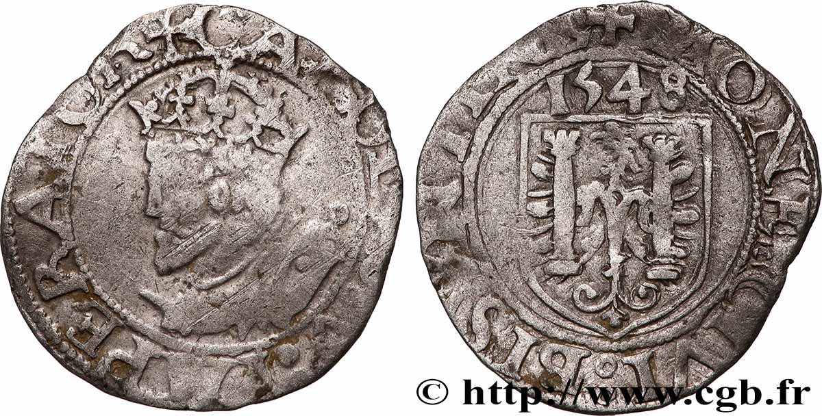 TOWN OF BESANCON - COINAGE STRUCK IN THE NAME OF CHARLES V Carolus VF