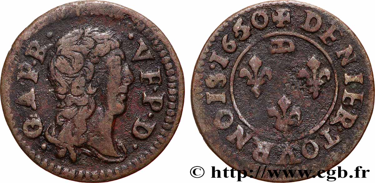 PRINCIPAUTY OF DOMBES - GASTON OF ORLEANS Denier tournois, type 9 VF