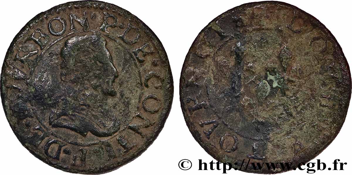 PRINCIPAUTY OF CHATEAU-REGNAULT - FRANCOIS OF BOURBON-CONTI Double tournois, type 18 MB/B