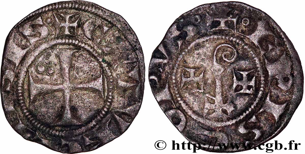 LANGUEDOC - ÉVÊCHÉ DE CAHORS - GUILLAUME DE CARDAILLAC Denier anonyme, caorcenx, caorcin ou cadurcin TTB