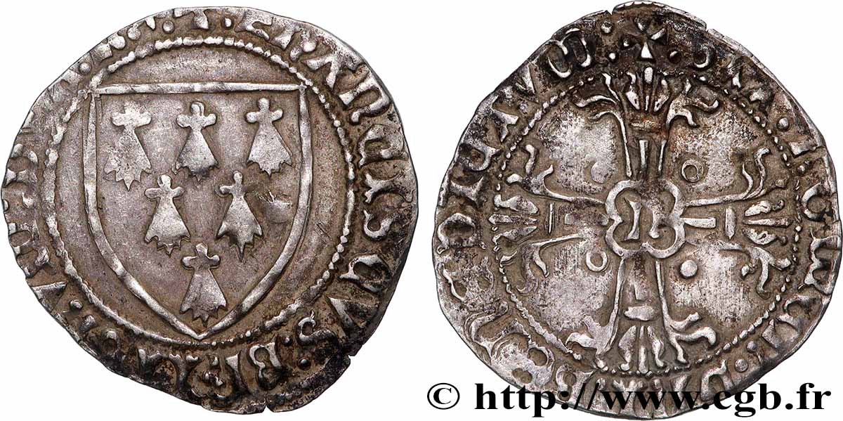 BRETAGNE - DUCHÉ DE BRETAGNE - FRANÇOIS II Gros à l écu TTB