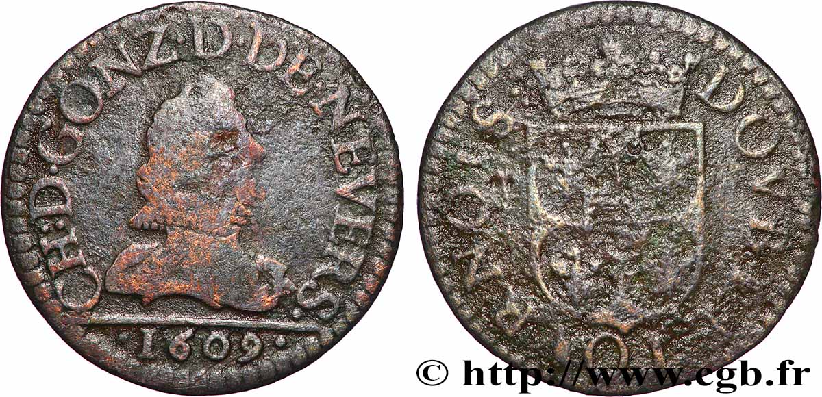 ARDENNES - PRINCIPAUTY OF ARCHES-CHARLEVILLE - CHARLES I OF GONZAGUE Double tournois, type 3 RC