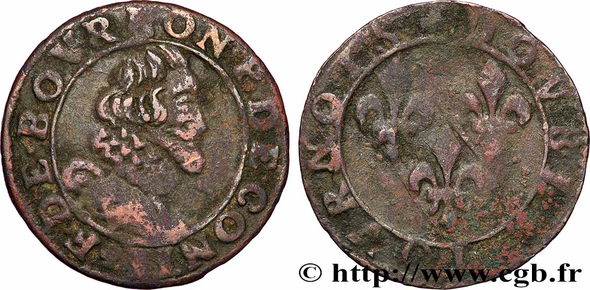 PRINCIPAUTY OF CHATEAU-REGNAULT - FRANCOIS OF BOURBON-CONTI Double tournois, type 14, buste A fS/SGE