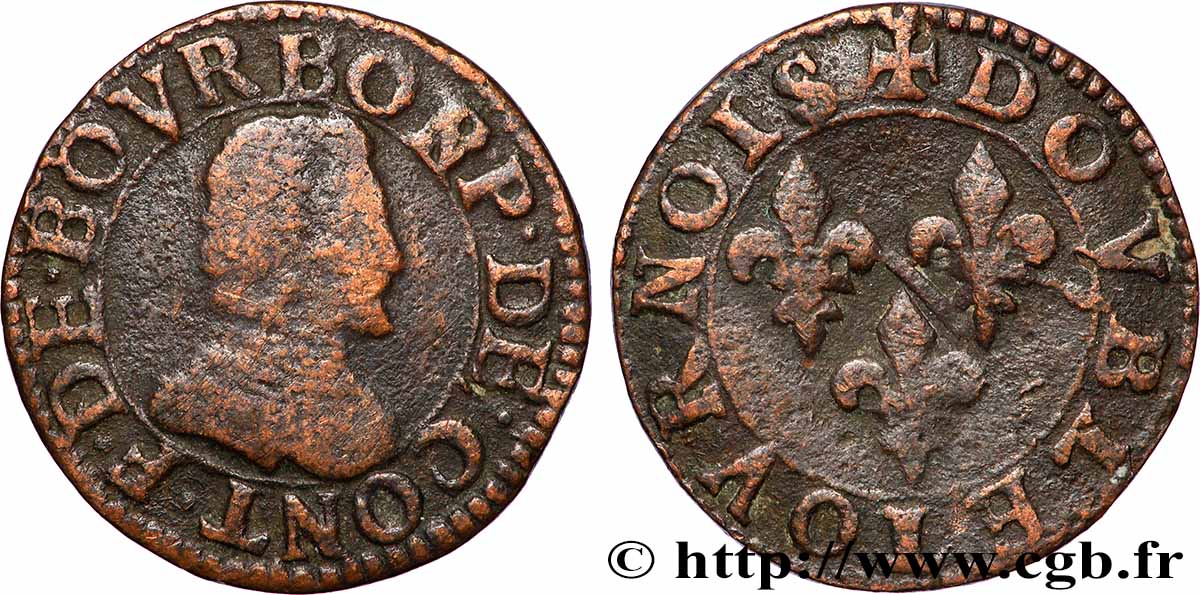 PRINCIPAUTY OF CHATEAU-REGNAULT - FRANCOIS OF BOURBON-CONTI Double tournois, type 18 S