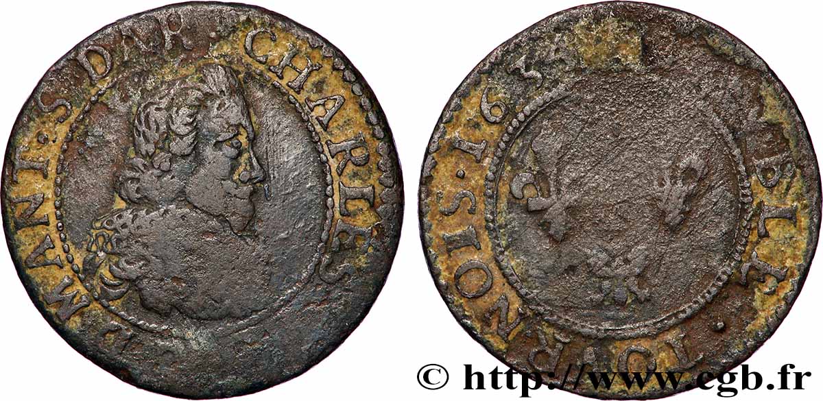 ARDENNES - PRINCIPAUTY OF ARCHES-CHARLEVILLE - CHARLES I OF GONZAGUE Double tournois, type 7 (col fraisé et alérion couronné, légende française) F