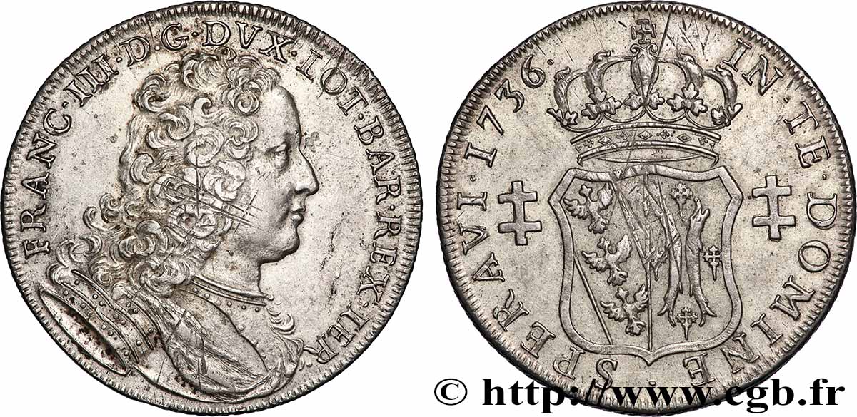 LORRAINE - DUCHÉ DE LORRAINE - FRANÇOIS III Petit écu ou double teston TTB+/SUP