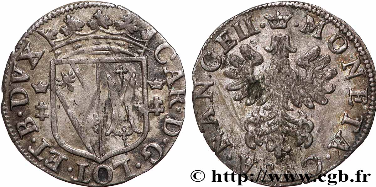 LORRAINE - DUCHÉ DE LORRAINE - CHARLES IV Double denier ou gros lorrain TTB/TTB+