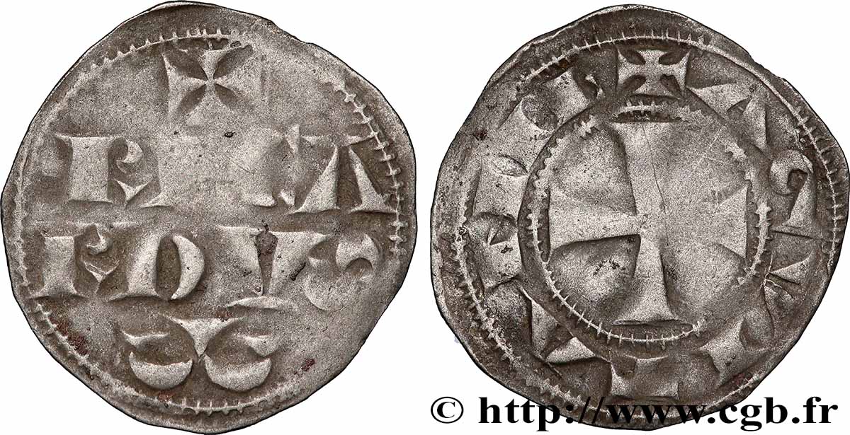 AQUITAINE - DUCHY OF AQUITAINE - RICHARD LIONHEART Denier, 1er type XF/VF