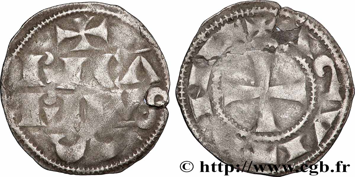 AQUITAINE - DUCHY OF AQUITAINE - RICHARD LIONHEART Denier, 1er type VF