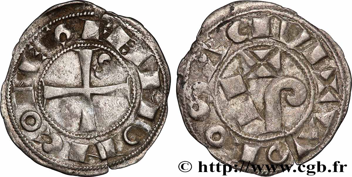 LANGUEDOC - COMTÉ DE TOULOUSE - RAYMOND V, RAYMOND VI OU RAYMOND VII Denier ou raimondin TTB