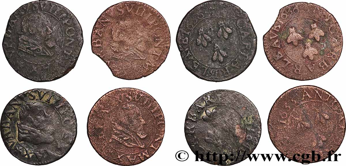 COMTAT-VENAISSIN - AVIGNON - URBAIN VIII (Maffeo Barberini) Double tournois ou quattrino, lot de 4 ex. lot