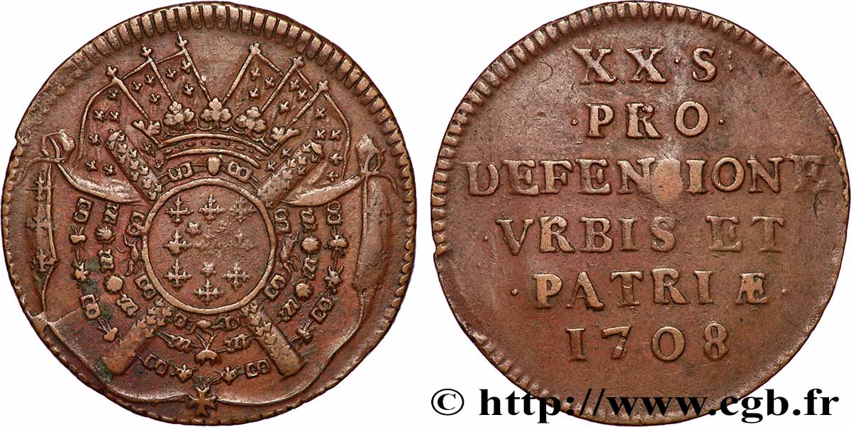 FLANDRE - SIÈGE DE LILLE XX sols, monnaie obsidionale fVZ/SS