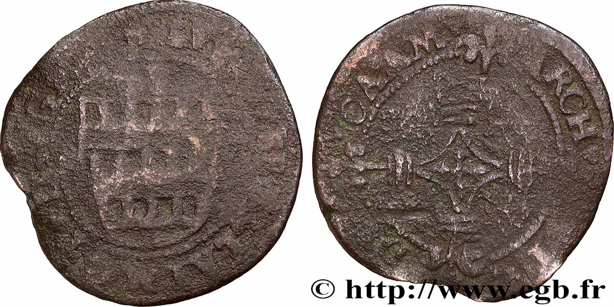 CAMBRÉSIS - ARCHBISHOPRIC OF CAMBRAI - LOUIS DE BERLAIMONT Deux deniers VG