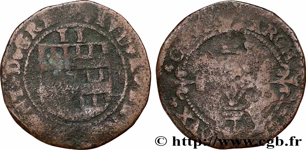 CAMBRÉSIS - ARCHBISHOPRIC OF CAMBRAI - LOUIS DE BERLAIMONT Deux deniers VG