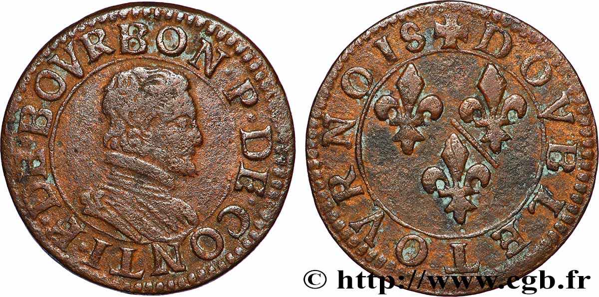 PRINCIPAUTY OF CHATEAU-REGNAULT - FRANCOIS OF BOURBON-CONTI Double tournois, type 18 BC+/MBC