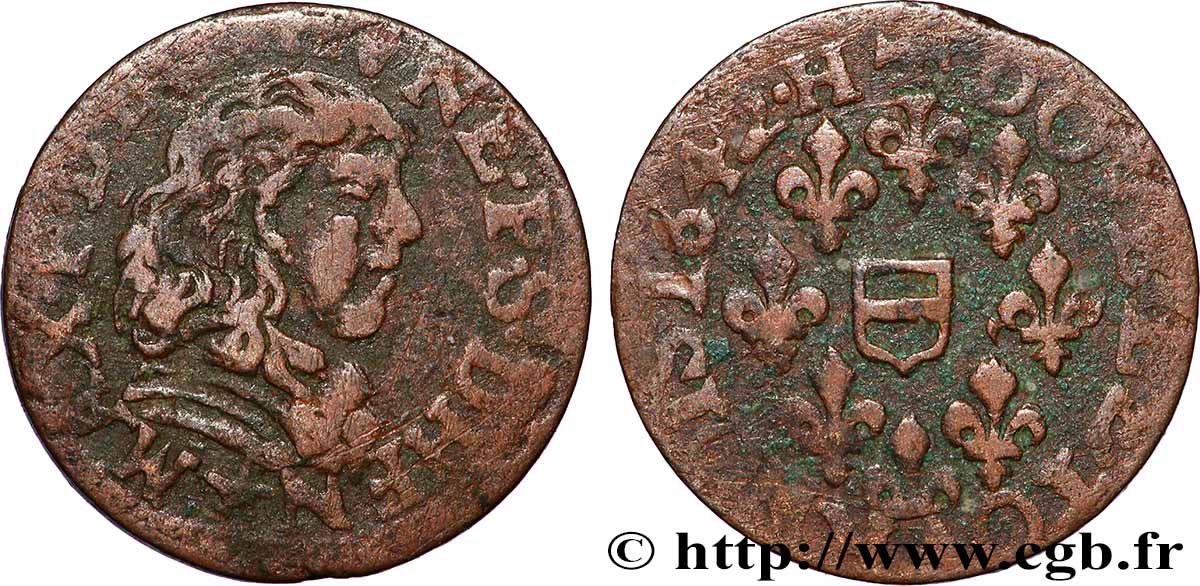 BERRY - PRINCIPAUTÉ DE BOISBELLE-HENRICHEMONT - MAXIMILIEN III FRANÇOIS DE BÉTHUNE Double tournois, type 6 TB