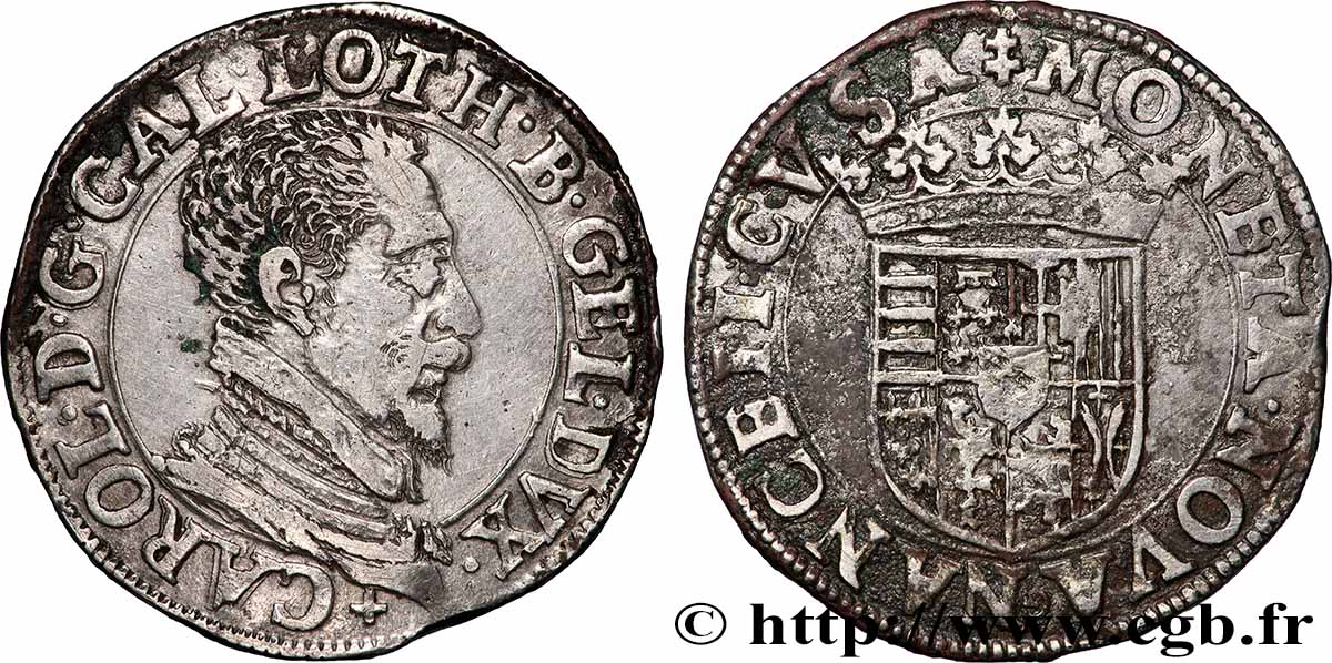 LORRAINE - DUCHÉ DE LORRAINE - CHARLES III LE GRAND DUC Teston, buste vieilli, col plat TTB/TB+