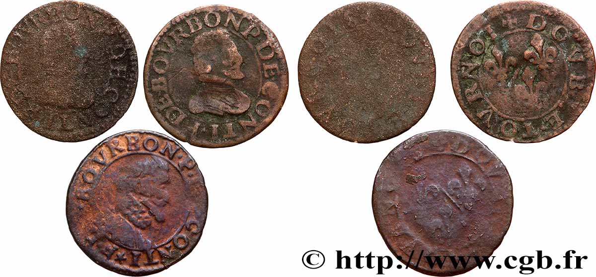 PRINCIPALITY OF CHATEAU-REGNAULT - FRANCIS OF BOURBON-CONTI Lot de 3 doubles tournois lot