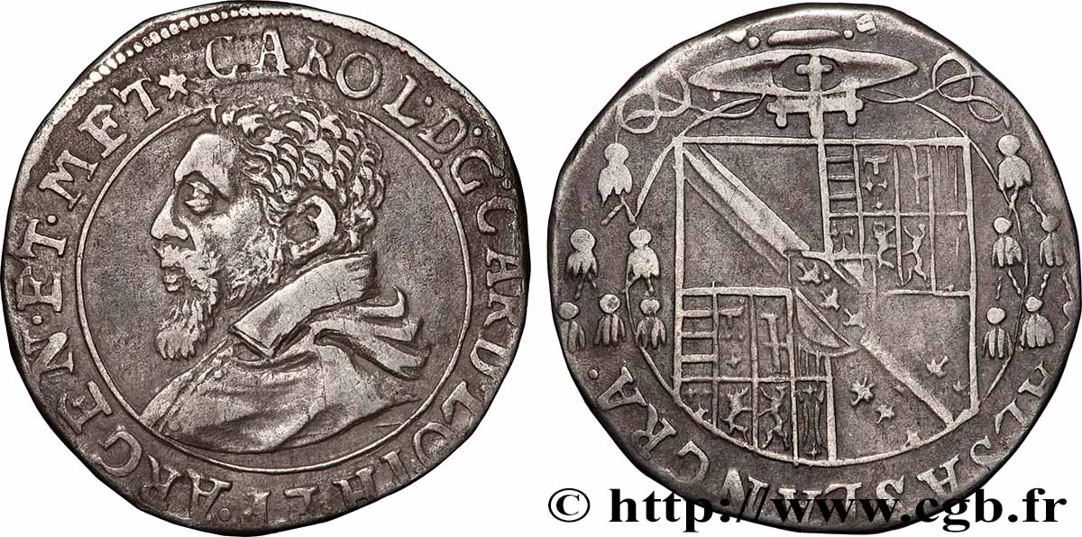 ALSACE - ÉVÊCHÉ DE STRASBOURG ET DE METZ - CHARLES II DE LORRAINE-VAUDÉMONT Teston TTB