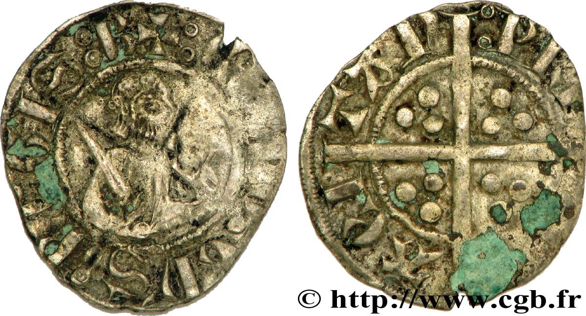 AQUITAINE - DUCHÉ D AQUITAINE - ÉDOUARD LE PRINCE NOIR Sterling, deuxième type TTB