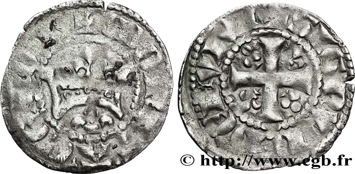MAINE - COMTÉ DU MAINE - CHARLES DE VALOIS Denier ou mansois ou coronat TTB