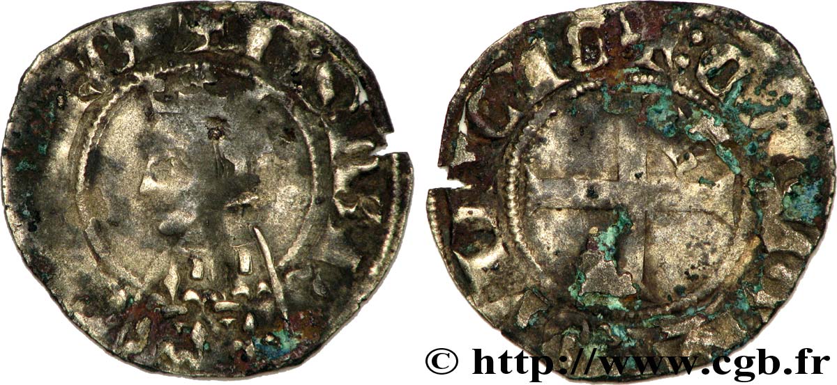 PROVENCE - COMTÉ DE PROVENCE - CHARLES II D ANJOU Double denier coronat B+