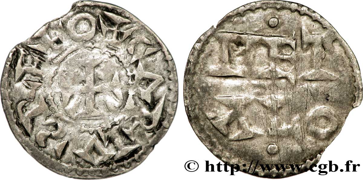 POITOU - COUNTY OF POITOU - COINAGE IMMOBILIZED IN THE NAME OF CHARLES II THE BALD Denier VF/XF