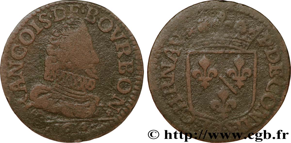 PRINCIPAUTÉ DE CHÂTEAU-REGNAULT - FRANÇOIS DE BOURBON-CONTI Liard, deuxième effigie, buste avec col fraisé TB
