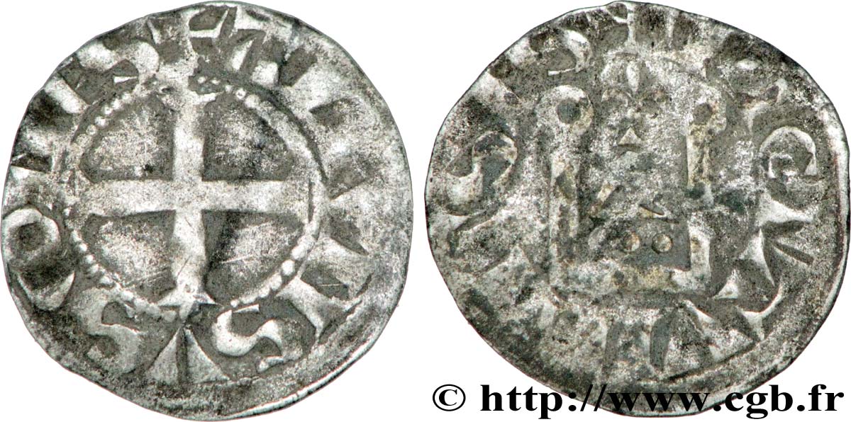POITOU - COMTÉ DE POITOU - ALPHONSE DE FRANCE Denier TB+