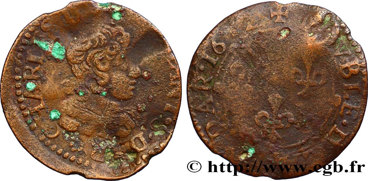 ARDENNES - PRINCIPAUTY OF ARCHES-CHARLEVILLE - CHARLES II OF GONZAGUE Double tournois, type 24 F