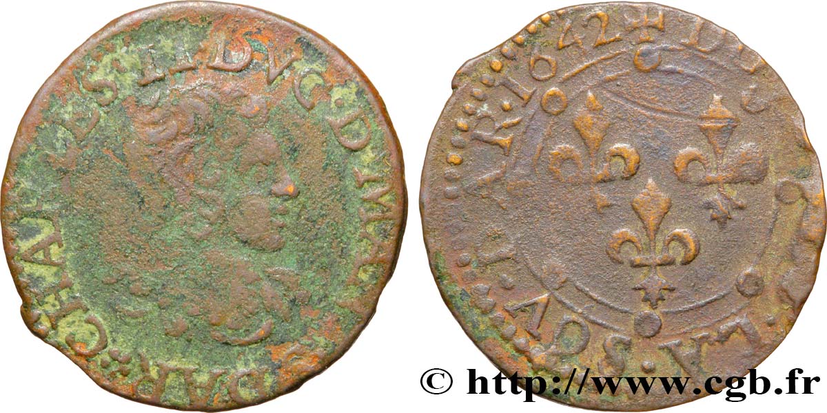 ARDENNES - PRINCIPALITY OF ARCHES-CHARLEVILLE - CHARLES II GONZAGA Double tournois, type 24 F/VF