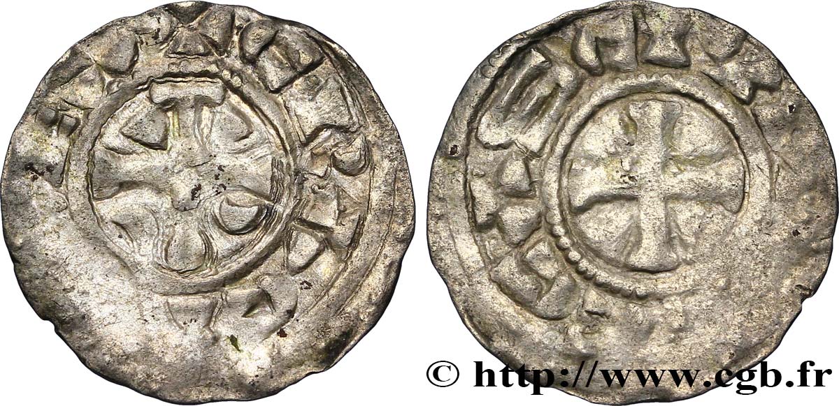 CHAMPAGNE - COUNTY OF TROYES - HERBERT. Coinage in the name of Charles III le Simple Denier VF