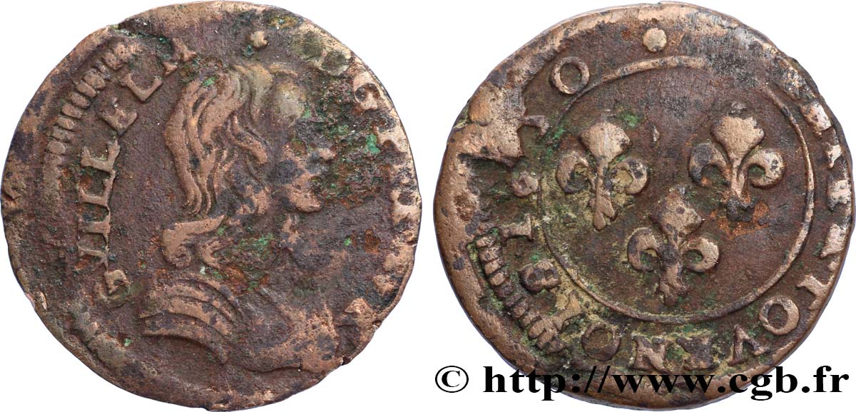 ORANGE - PRINCIPAUTÉ D ORANGE - GUILLAUME IX Denier tournois, type 2 B