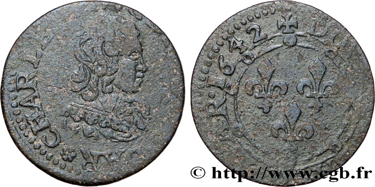 ARDENNES - PRINCIPAUTY OF ARCHES-CHARLEVILLE - CHARLES II OF GONZAGUE Double tournois, type 23 F