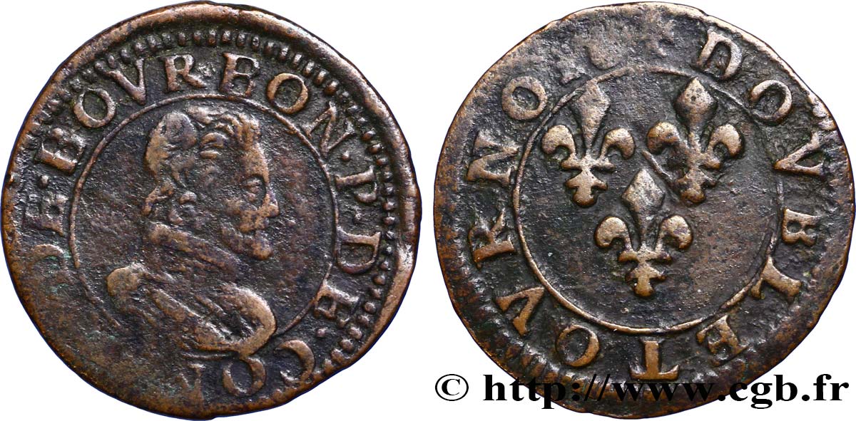 PRINCIPALITY OF CHATEAU-REGNAULT - FRANCIS OF BOURBON-CONTI Double tournois, type 18 XF