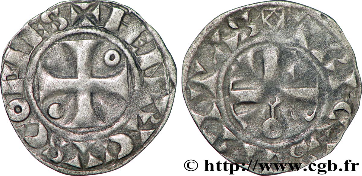 CHAMPAGNE - COMTÉ DE TROYES - HENRI II Denier TTB