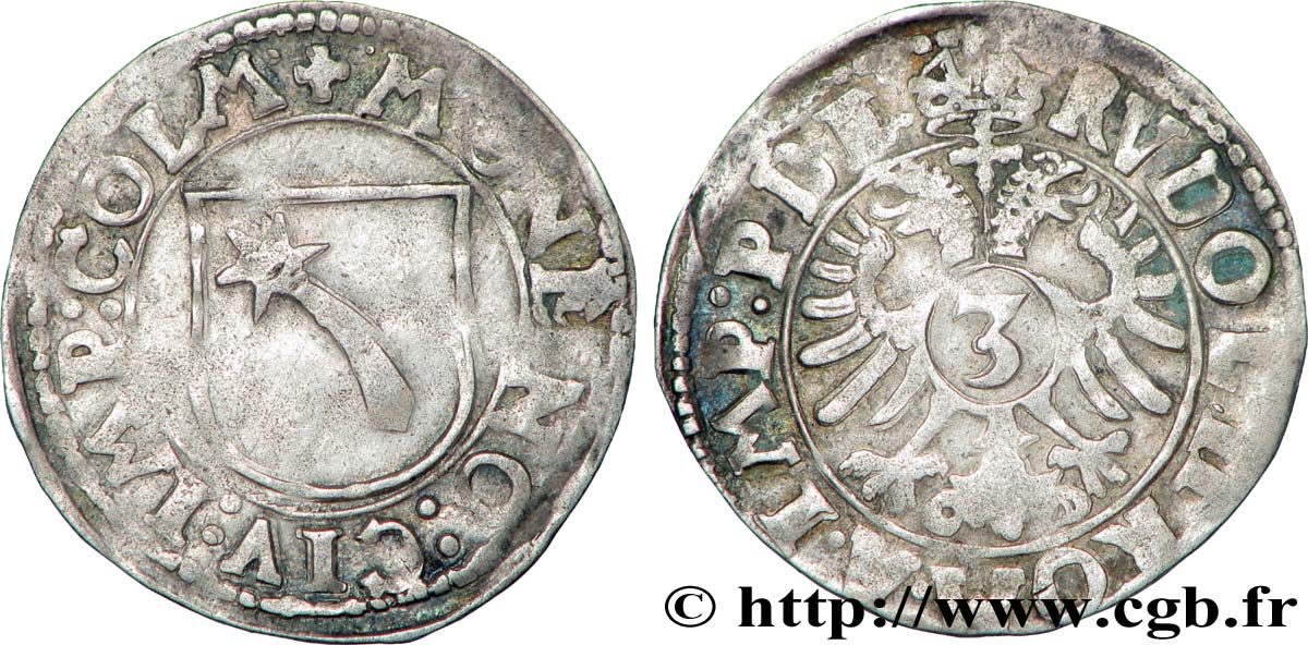 ALSACE - COLMAR - VILLE DE COLMAR - RODOLPHE II Trois kreuzers TTB
