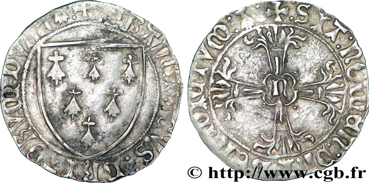 BRETAGNE - DUCHÉ DE BRETAGNE - FRANÇOIS II Gros à l écu TTB