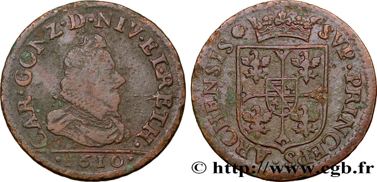 ARDENNES - PRINCIPAUTY OF ARCHES-CHARLEVILLE - CHARLES I OF GONZAGUE Liard, type 2B fSS/SS