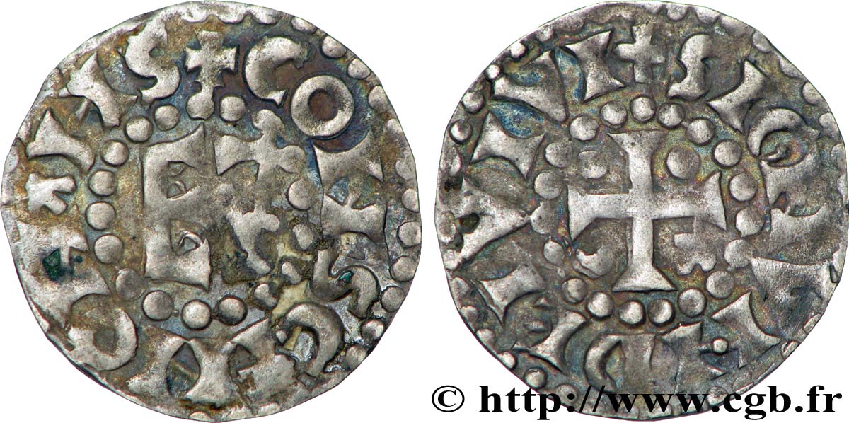 MAINE - COUNTY OF MAINE - COINAGE OF HERBERT I ÉVEILLE-CHIEN AND IMMOBILIZED IN HIS NAME Denier AU